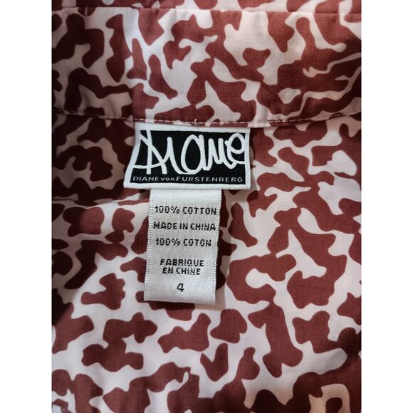 DIANE VONFURSTENBERG Laney Shirt Dress 6 Fresh Cotton Pockets Animal Print Snaps - Picture 9 of 15